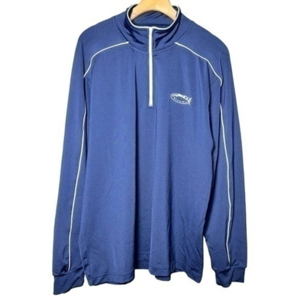 Bluefin Men’s Size L Navy Blue Contrast White Performance 1/4 Zip Pullover Shirt